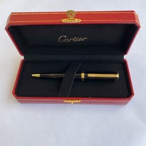 Used Cartier Ballpoint Pen Black Gpld Coated